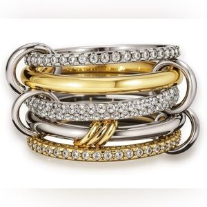 Silver Gold Diamond Stackable Multi Ring Set of 5 Rings • Statement • Fidget Lux